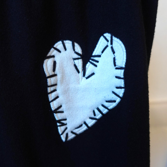 Aqua Kerri Rosenthal Sweatpants Womens XS Black Heart Patch Jogger Pants Lounge - Picture 5 of 12